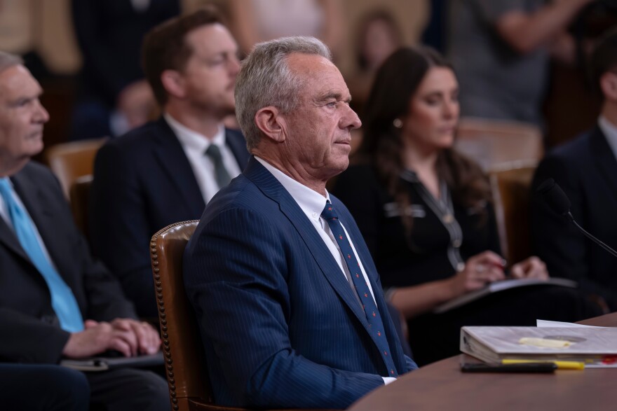 Robert F. Kennedy Jr., secretary of the Health and Human Services Department, prepares to testify before the House Ways and Means Committee about his agency's goals and budget, at the Capitol in Washington, Thursday, April 16, 2026. (AP Photo/J. Scott Applewhite)