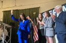 Stefany Shaheen acknowledges supporters at her election night party in Portsmouth, Sept. 9, 2026.