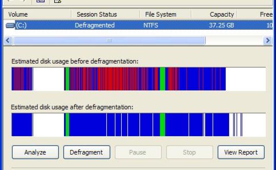 Stat sessions. Disk Defragmenter. Disk Defrag. Windows Disk Defragmenter. System capacity.