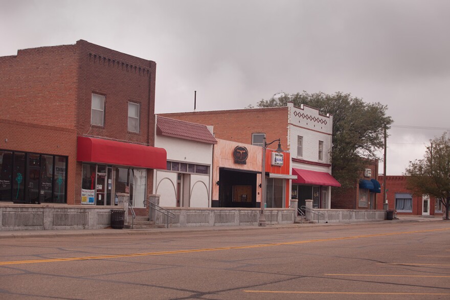Downtown Elkhart, Kansas, still has many of the buildings it did during the Great Depression. In 1932, the First National Bank here was robbed by the Ray Majors gang.