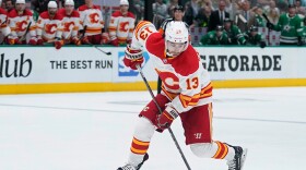Calgary Flames left wing Johnny Gaudreau (13) in the second period of Game 4 of an NHL hockey Stanley Cup first-round playoff series against the Dallas Stars, Monday, May 9, 2022, in Dallas. Gaudreau signed with the Columbus Blue Jackets on Wednesday, July 13.


