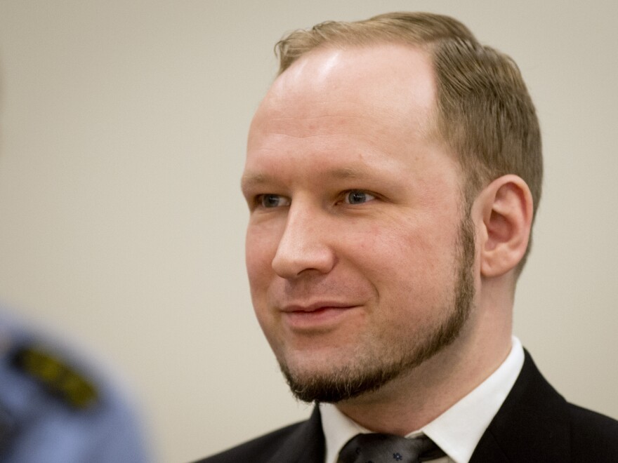 Anders Behring Breivik in court today.