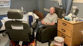 Career Navy veteran Jimmie Billings, 84, sits in a reclining chair after waking up from a nap in his room at the Talihina Veterans Center, July 25, 2023. Billings is one of the 14 veterans still living at the center after the Oklahoma Veterans Commission voted to close it by October 31. He said he won’t leave the center until the last day he is allowed to stay.