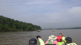 Approaching the Carrol Lee Cropper Bridge on June 6, 2019, on the west side as part of the Inaugural Ohio River Recreation Trail paddle.