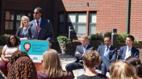 The Genius School was previously known as Ignite Achievement Academy and was part of the Indianapolis Public Schools' Innovation Network. Shy-Quon Ely II, co-founder of Ignite, speaks at the school's ceremonial opening Monday, July 17, 2016.