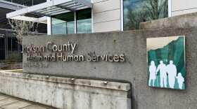 A sign outside the Jackson County Health and Human Services office in Medford on March 1, 2024.