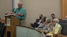 A representative of Love's Travel Stops & Country Stores answers questions during the Normal Town Council meeting Monday, Sept. 20, 2021, in council chambers at Uptown Station.