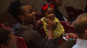 Ifeoma Ibekwe and her daughter Norah Ibekwe at the Show Up for Black Mothers Summit in Austin in March. The Healthier Texas Summit starting Thursday will focus, in part, on high maternal mortality rates among black women in Texas. 