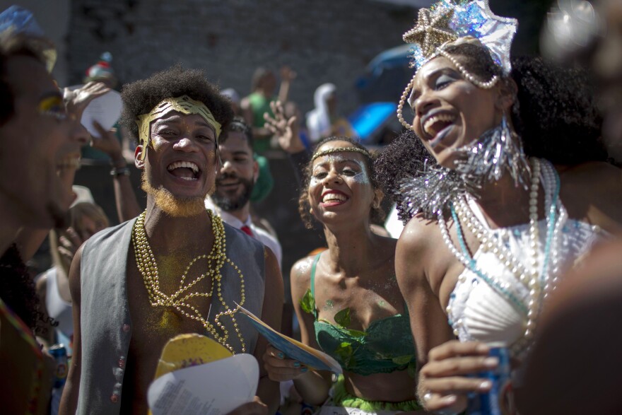 Revelers celebrate during the Carnival street parade of the Bloco das Carmelitas in the Santa Teresa neighborhood in Rio de Janeiro, Brazil, last week.