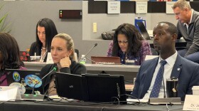 Board chair Sarah Leonardi and Superintendent Howard Hepburn at Tuesday's Broward County School Board work