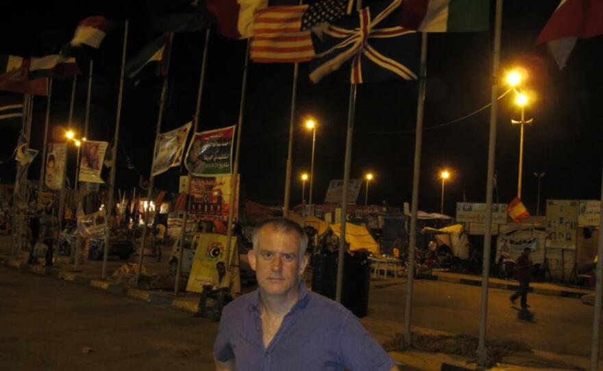 Reynolds in Martyrs Square in Benghazi, Libya in September 2011