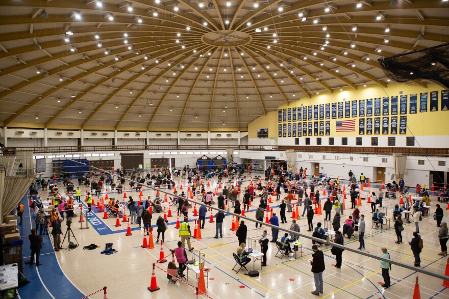 The vaccination clinic at the Community College of Baltimore County's Essex campus