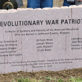 Marker dedication of Revolutionary War Patriots placed by Louisiana Purchase Chapter, NSDAR, in November 2024.