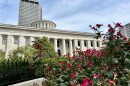 Flowers decorate the grounds of the Ohio Statehouse.