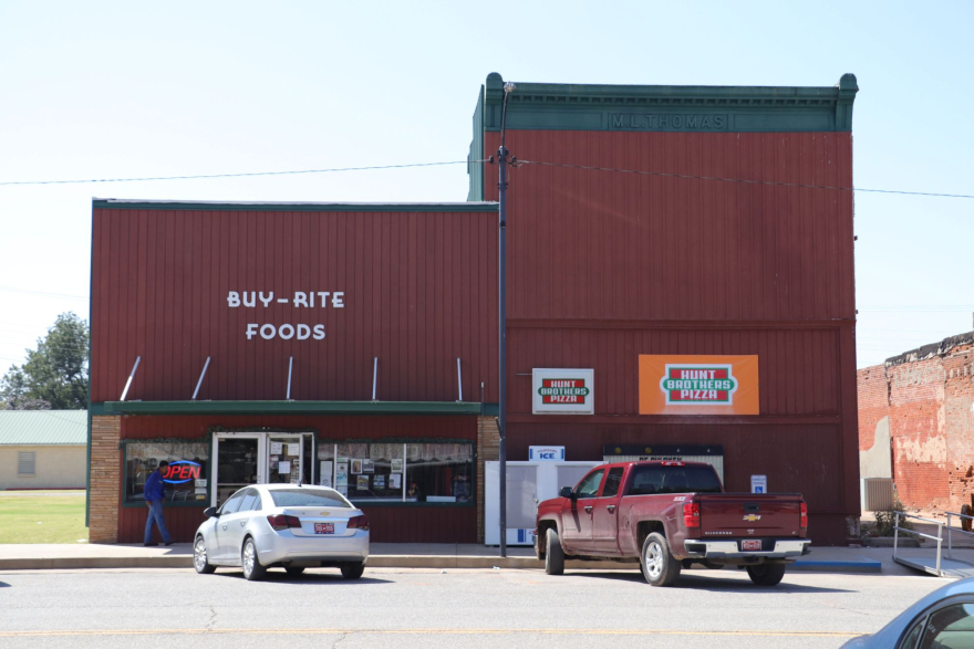 Buy-Rite Foods is a red building situated in the middle of Pond Creek, Oklahoma. Inside, shoppers will see whirring refrigerators, rows of food and a hot food counter in the back.