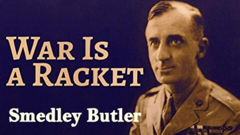 Audiobook cover, 'War Is A Racket' by Smedley Butler.