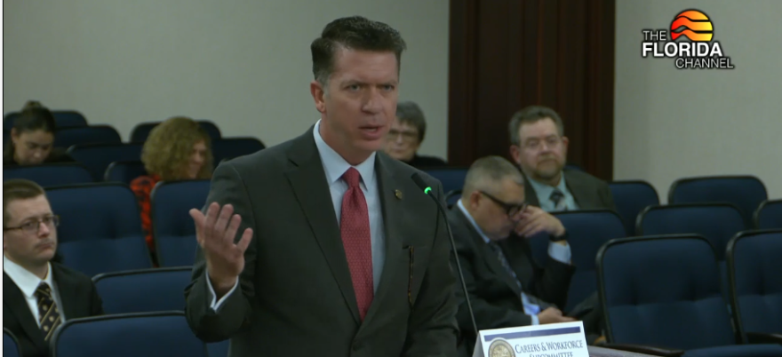 Belleview Republican Rep. Ryan Chamberlin, the sponsor of the 2026 minimum wage bill, explains his support during a committee meeting on Wednesday, Feb. 4, 2026.