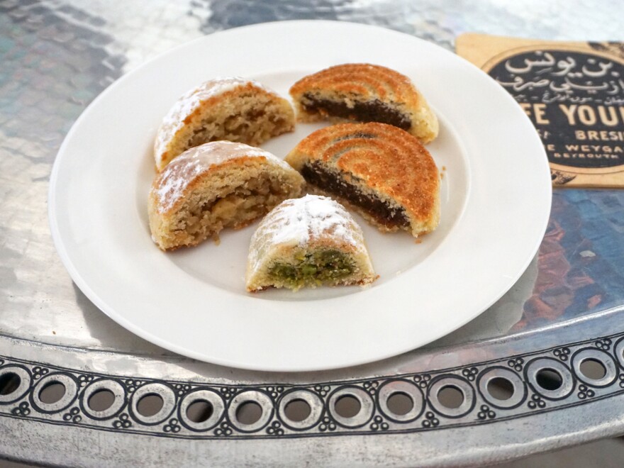 These cookies originated in ancient Egypt, where it is called <em>kahk. </em>No one knows how they became associated with Easter and Eid. Some say they are meant to remind people that at the end of the fasting period, there is a sweet reward, says Sawsan.