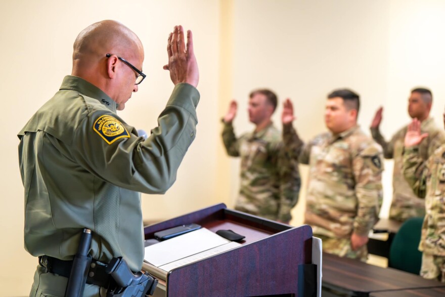 U.S. Border Patrol's Laredo Sector swears in Texas National Guard members, authorizing them to make immigration-related arrests under the federal immigration code, Title 8.