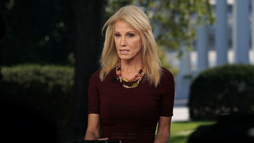 Kellyanne Conway, counselor to the president, has a picture of senior staff being sworn in framed on her office wall. She calls it a reminder of "durability and toughness and longevity" of those who are still there.