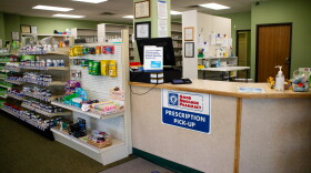 Medications rest behind the counter at Gateway Pharmacy in Clare, Michigan on Monday, April 4, 2026.