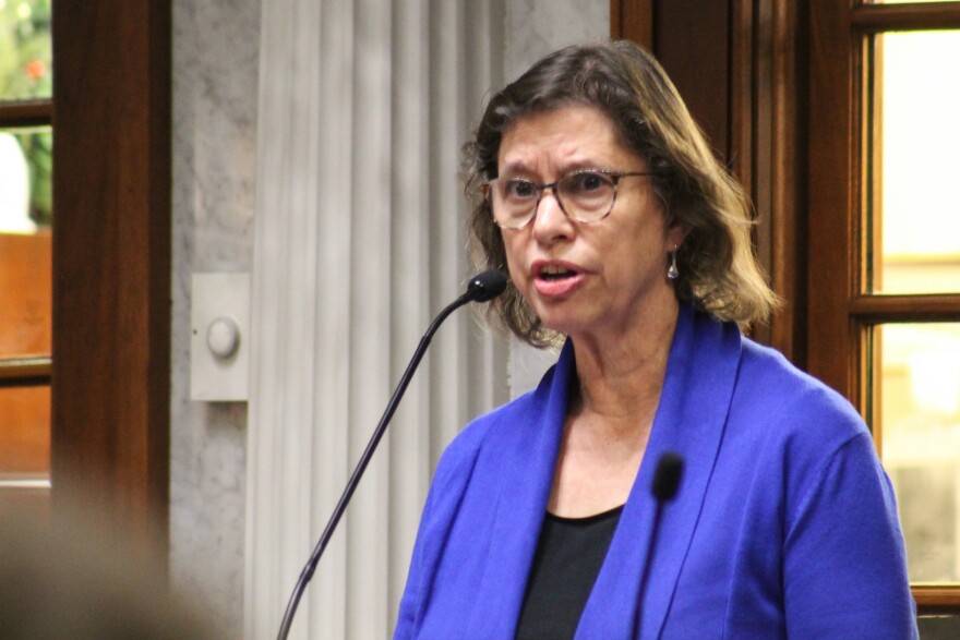 Krisztina Inskeep testified before a Senate committee Wednesday about her experience as the parent of a transgender child and navigating gender-affirming care for them.