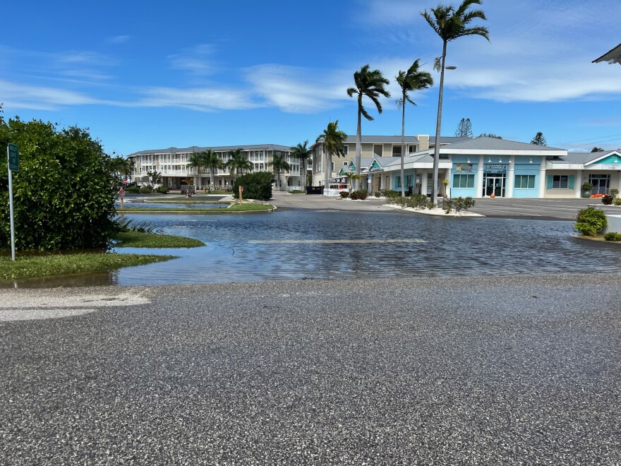 Flooding outside an apartment complex