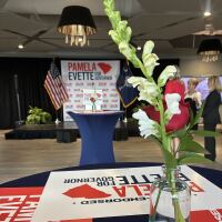 Lt. Gov. Pamela Evette hosts a primary election night event in Greenville.