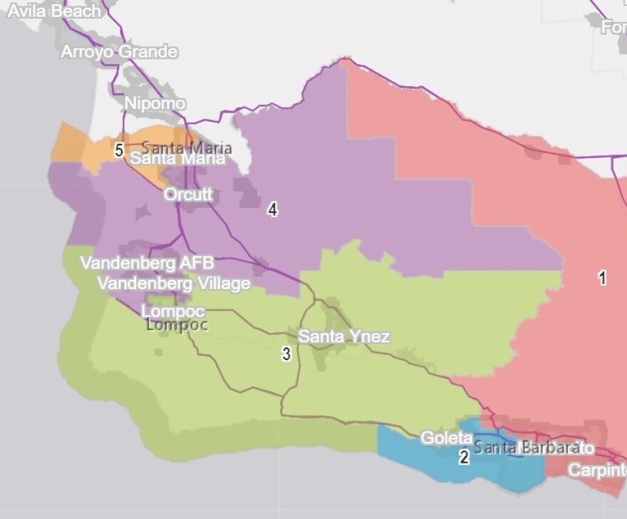 The final proposed redistricting map for Santa Barbara County.