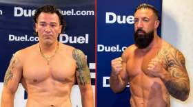 Kickboxers Paul Miller (l) and Ben Azoulay (r) fought on the Duel Arena 1 card at the Kia Center in Orlando on August 29, 2026.