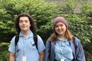 Interlochen Arts Camp singers Josh Knehans and Lila Dettelback outside IPR.