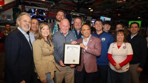 BRADLEY BEACH, NJ – The Monmouth County Board of County Commissioners proclaimed March 2026 as Craft Beverage Month in Monmouth County during a kickoff event held on March 3 at D’Arcy’s Tavern in Bradley Beach. In addition, March 3 marked 100 days until the start of the FIFA World Cup which will take place in New Jersey. Photo by Monmouth County Government.
