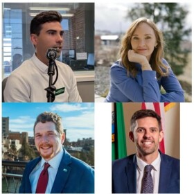 Top, from left: Alejandro Barrientos and Kate Telis, Spokane City Council candidates running for District 2. Bottom, from left: Christopher Savage and Zack Zappone, Spokane City Council candidates running for District 3.