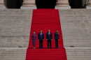 President Donald Trump, center right, first lady Melania Trump, right, China's President Xi Jinping, center left, and his wife Peng Liyuan arrive at the National Archives Museum, Friday, Sept. 25, 2026, in Washington.
