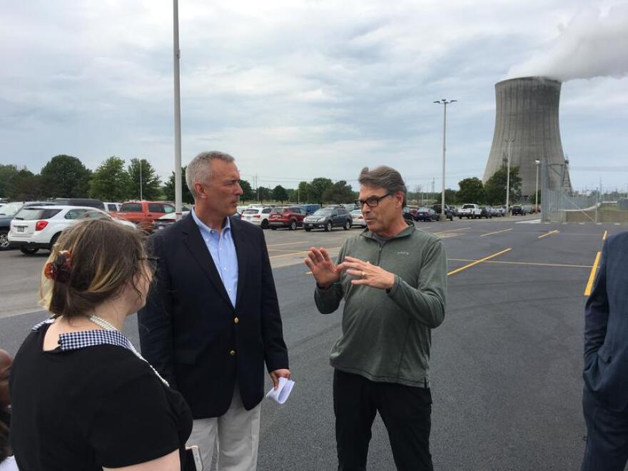 U.S. Energy Secretary Rick Perry with Rep. John Katko in Oswego County. TOM MAGNARELLI / WRVO NEWS
