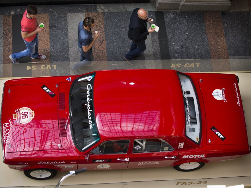 A Soviet-era Volga GAZ-24 car was part of a 2014 exhibition at the GUM department store in Moscow. In response to an interview request last month, Kelly was told to "refer to the man in the blacked-out Volga parked outside your hotel."