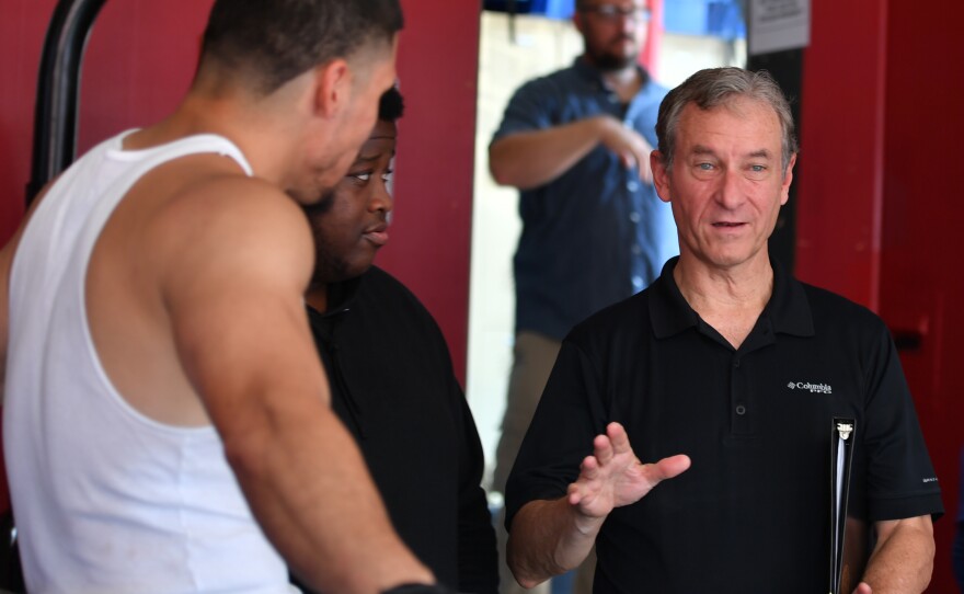 U.S. Rep. Matt Cartwright speaks with members of Pulpit Boxing.