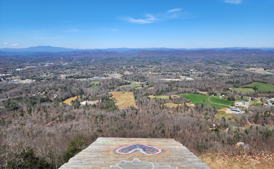 View from hang gliding ramp on Hibriten Mountain in North Carolina.