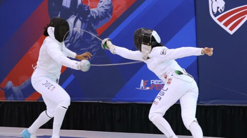 Women’s Epee action at the 2023 USA Fencing National Championships.