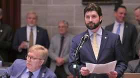 Missouri Rep. Bishop Davidson, who introduced HJR 174 to eliminate the income tax, speaks during debate.