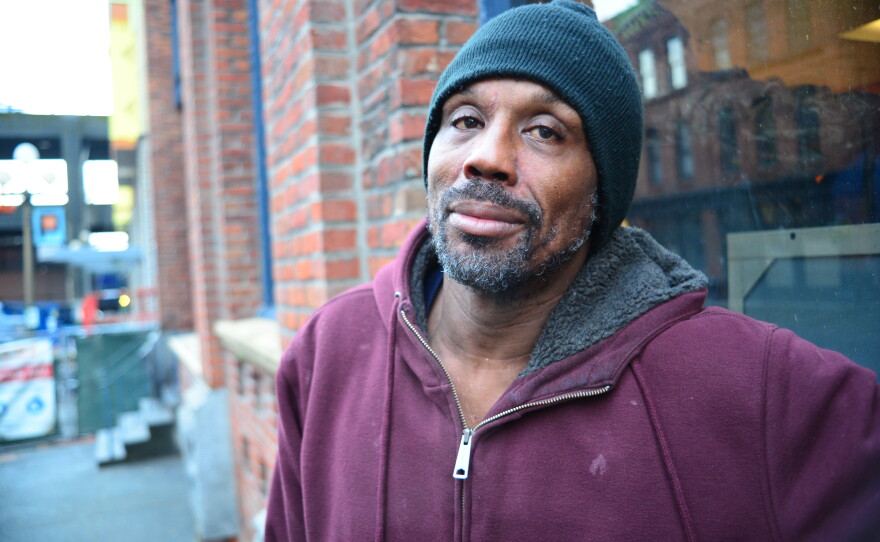 Nick Maxwell, a Real Change vendor, outside its office in Seattle on Jan. 27, 2015.
