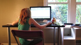 An Epic Virtual Charter School student in Oklahoma City uses her computer as her classroom. 