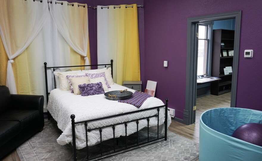 The birth room is where babies are born at Mountain Heart Midwifery in Evanston, Wyo.