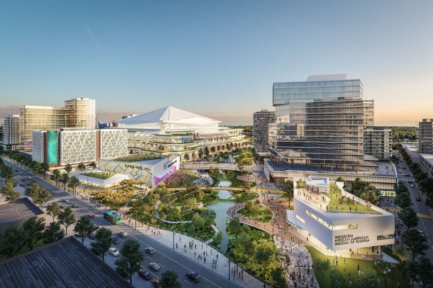 Renderings show the Hines and Tampa Bay Rays proposal to redevelop the Historic Gas Plant District in St. Petersburg and Tropicana Field.