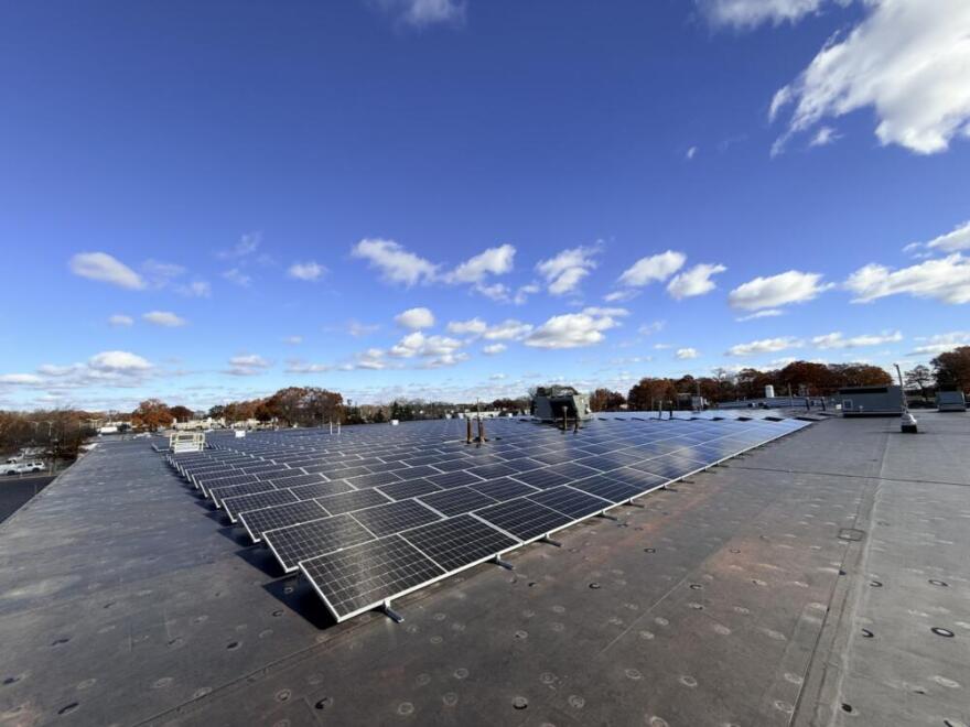 A rooftop solar array in Warwick, R.I. Like many solar systems in the region, it's output plummeted as wildfire smoke blocked the sun. (Courtesy of John Fitzgerald Weaver)