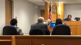 Jose Ramirez, far left, with his legal team in Peoria County Court on Friday, Nov. 15, 2019.