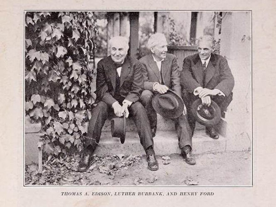 Thomas Edison (from left), Luther Burbank and Henry Ford. Two are still world-famous; the guy in the middle brought us many crop experiments, including the Himalayan blackberry that's now inescapable in Seattle.