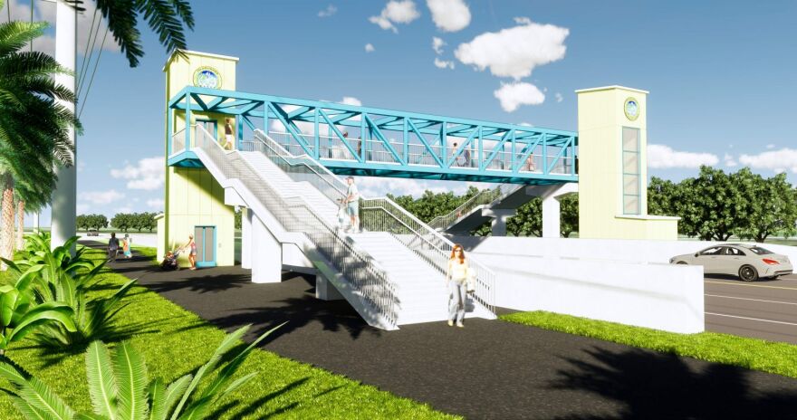 A rendering shows the proposed bridge for pedestrians over the Overseas Highway in Islamorada.