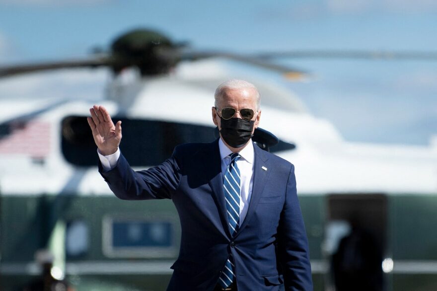 US President Joe Biden arrives to board Air Force One at Joint Base Andrews in Maryland.