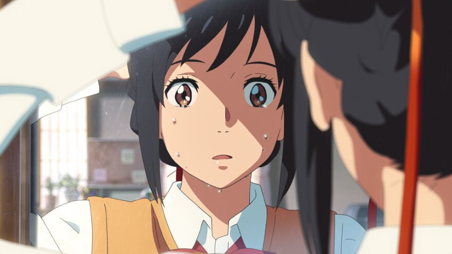 The Mirror Has Two Faces: Taki finds himself in the body of Mitsuha in writer/director Makoto Shinkai's <em>Your Name</em>.